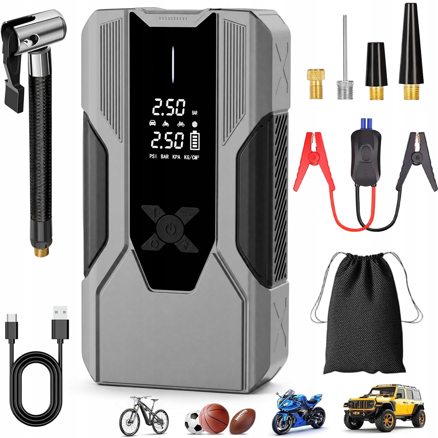 Spúšťacie Zariadenie Powerbank Jump Starter 8000MAH Booster Svorky Led