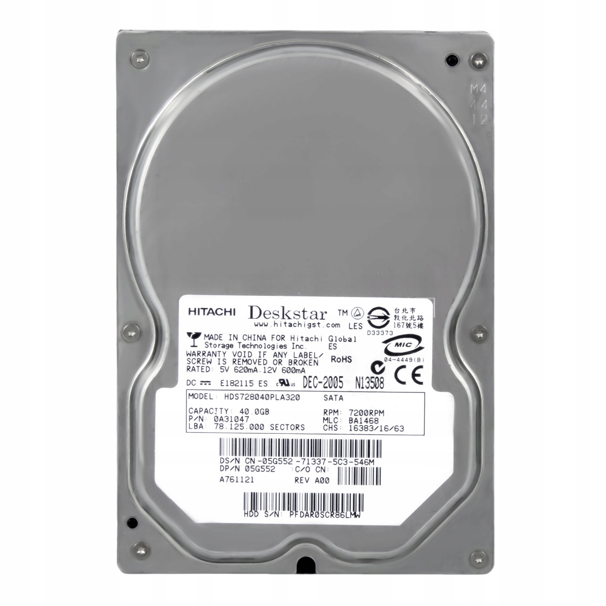 DeskStar 7K80 40GB 7.2k 2MB Sata II 3.5'' HDS728040PLA320
