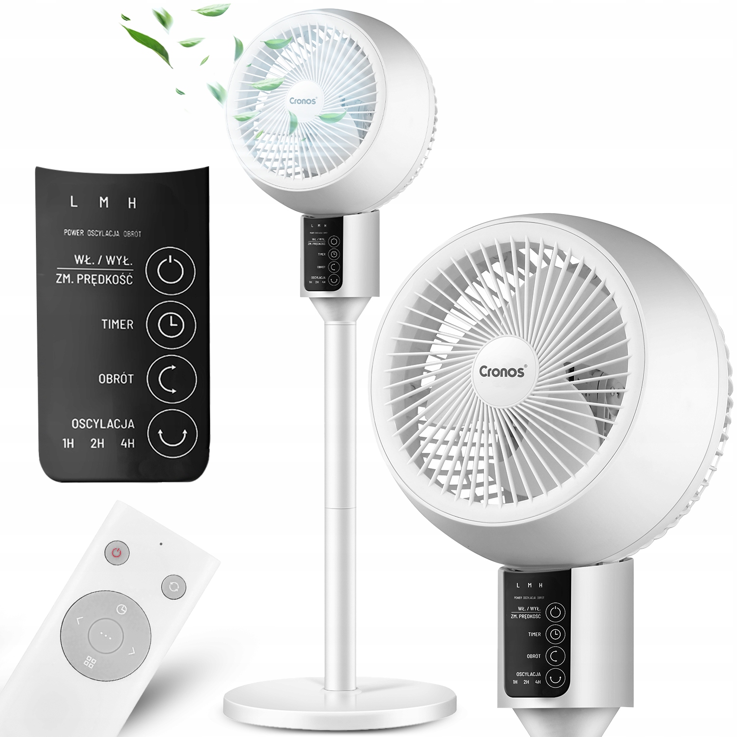 Ventilátor Větrák Stojící Podlahový Tichý 3 Režimy 45W Hlava 3D Dálkový Ovladač