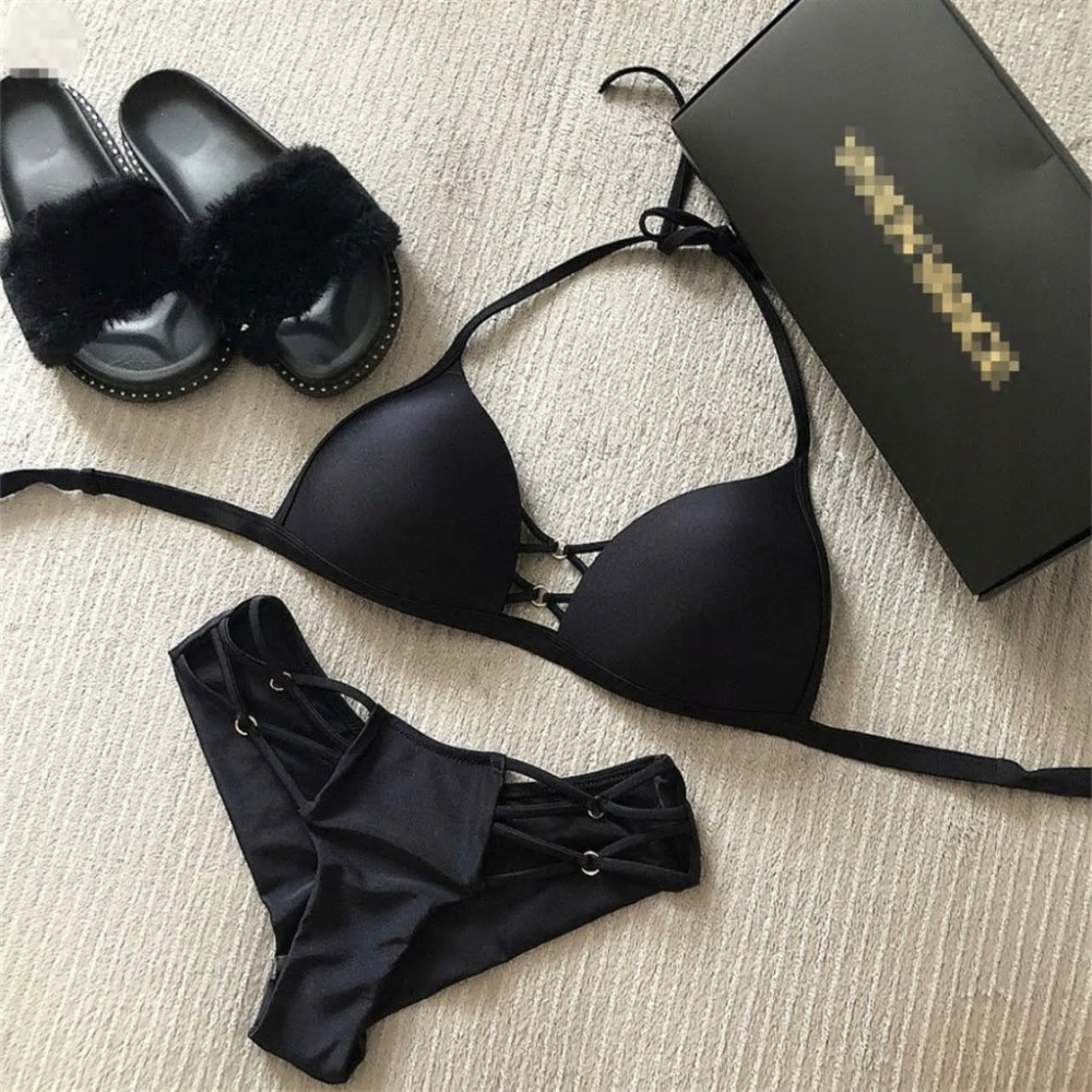 STRÓJ KĄPIELOWY DWUCZĘŚCIOWY BIKINI WYSZCZUPLAJĄCY DAMSKI CZARNY M 38 Model Dwuczęściowy