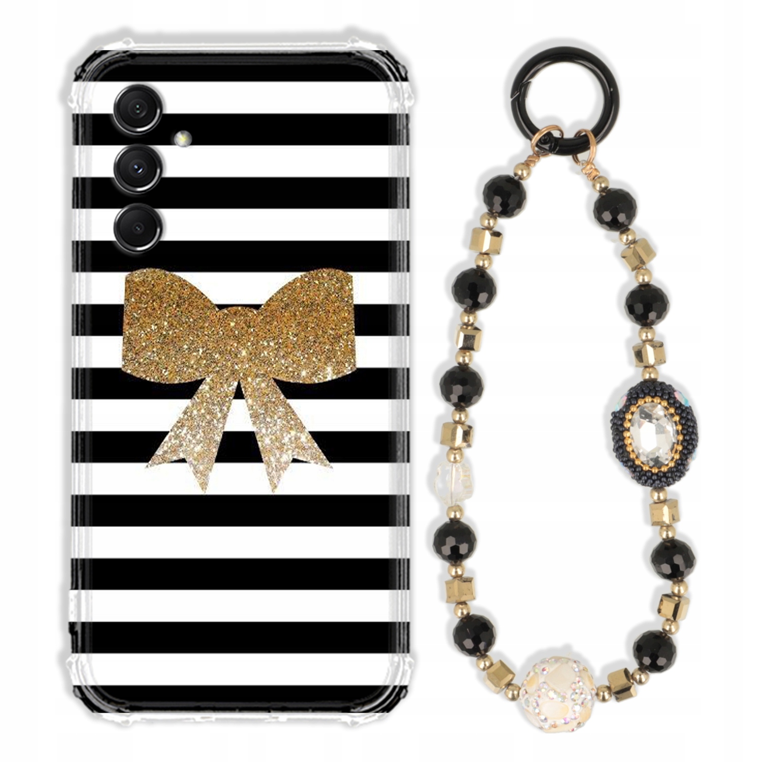 Puzdro Na Samsung M34 5G Antishock Zirkóny Čierno Zlaté Odolné| Silné