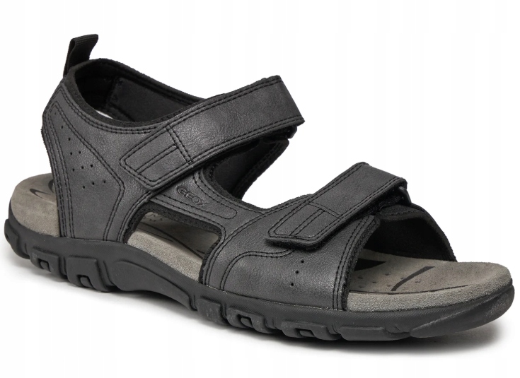 Geox Pánské Sandály S Šedou Kůží Na Suchý Zip 45 Jje