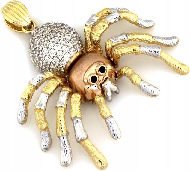 Dámský zlatý přívěsek 585, velký zlatý pavouk, tři barvy jako dárek