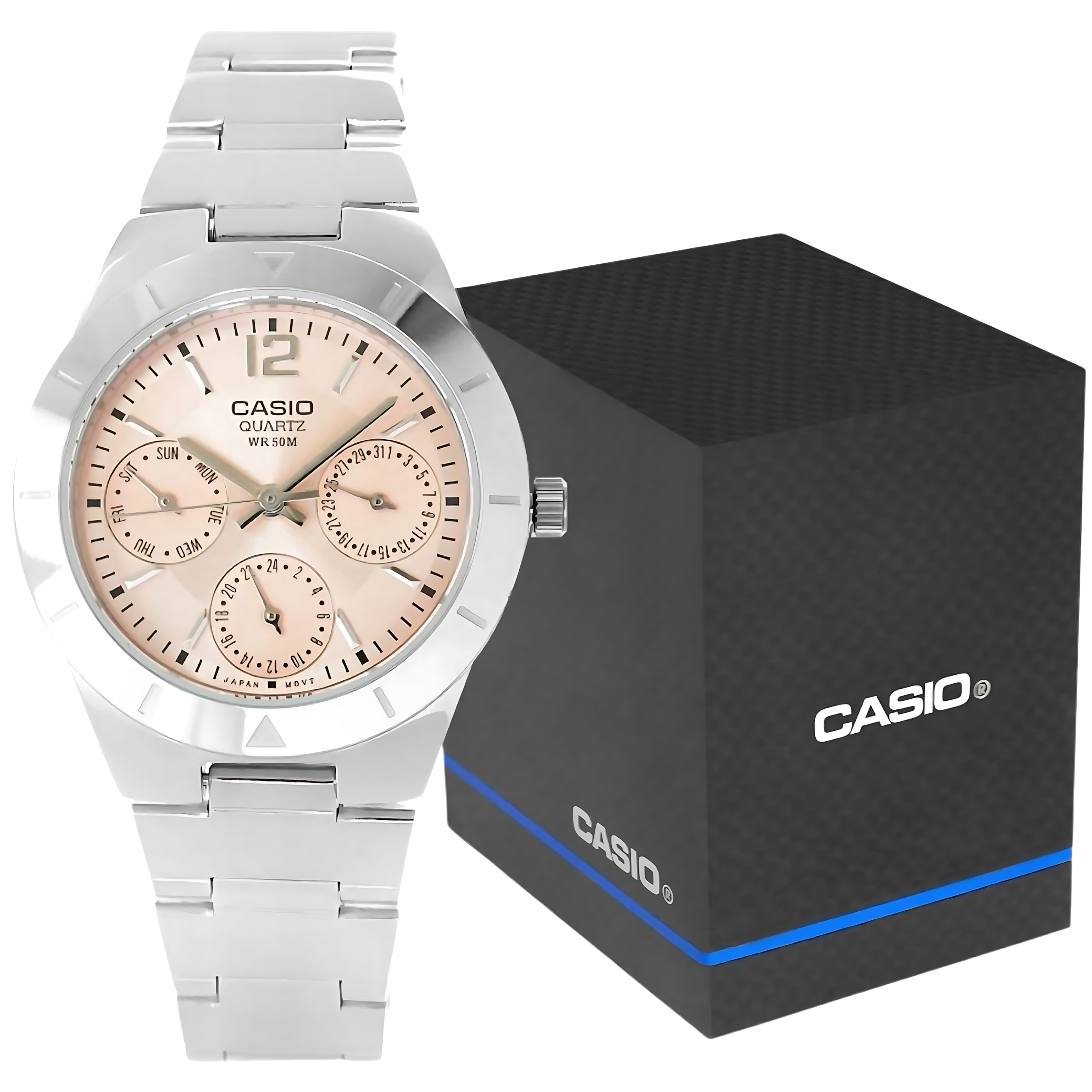 Dámské hodinky Casio Ltp-2069D-4Aveg Vodotěsné WR50 Multidata Stříbrné