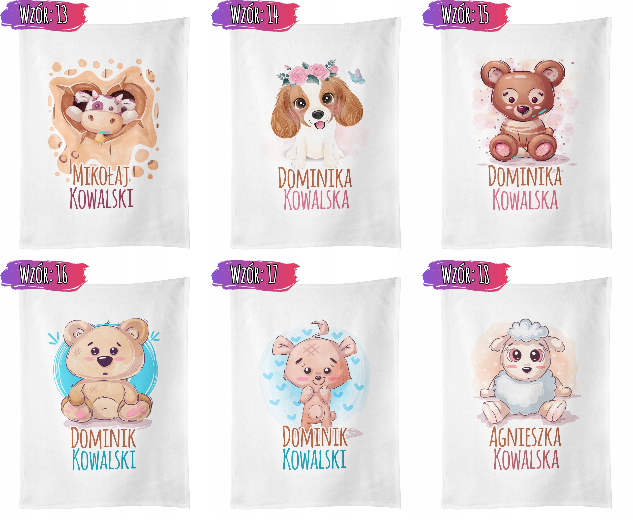 Ręcznik do przedszkola 30x50 z IMIENIEM Dziecięcy Materiał dominujący mikrofibra