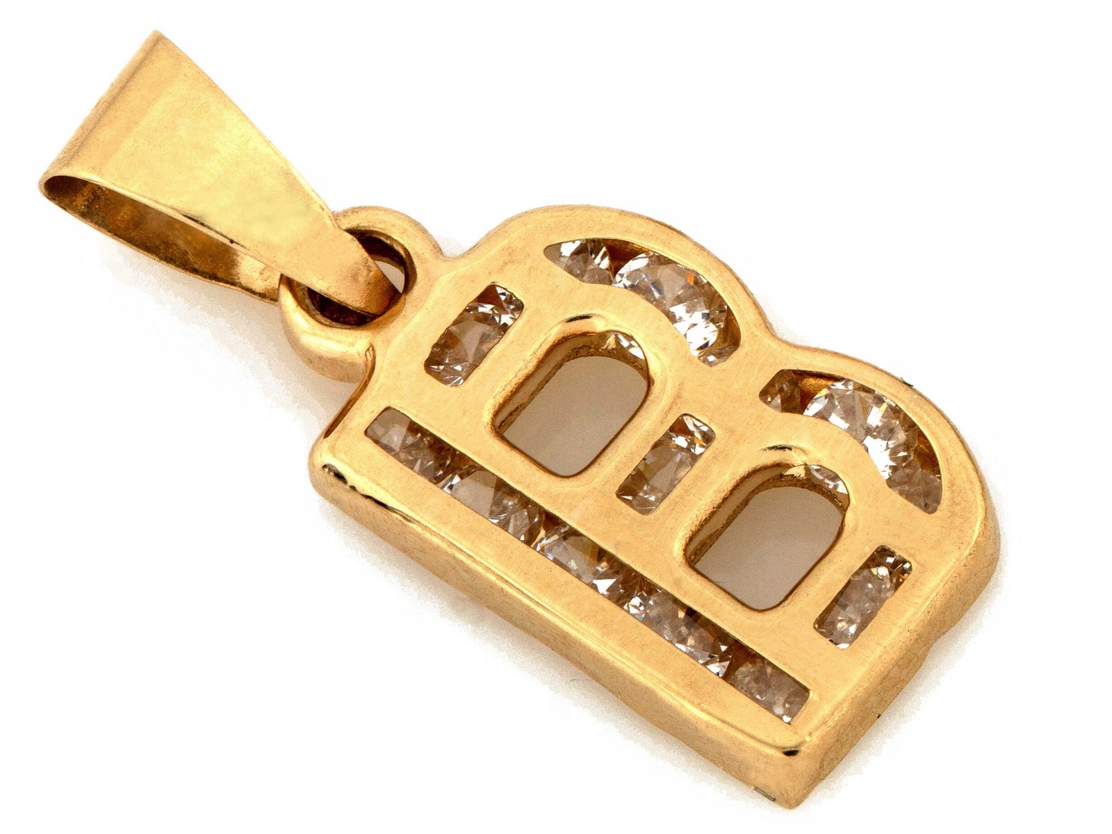 Přívěsek zlaté písmeno B s zirkony 585 14k 0.72g