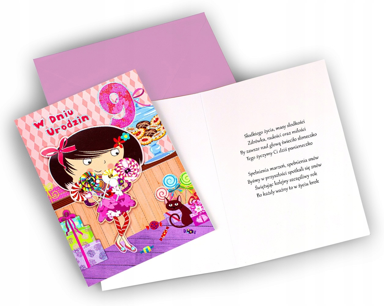 Kartka na 9 urodziny dla Dziewczynki słodka M848 Stan opakowania oryginalne