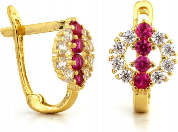 Zlaté náušnice pro děti 585 růžovo bílé, elegantní vzor pro ni, dárek