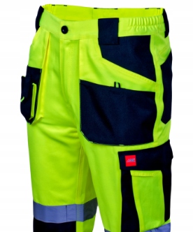 Spodnie robocze męskie do pasa z ODBLASKIEM wzmacniane mocne ODBLASK r.56 Model flash