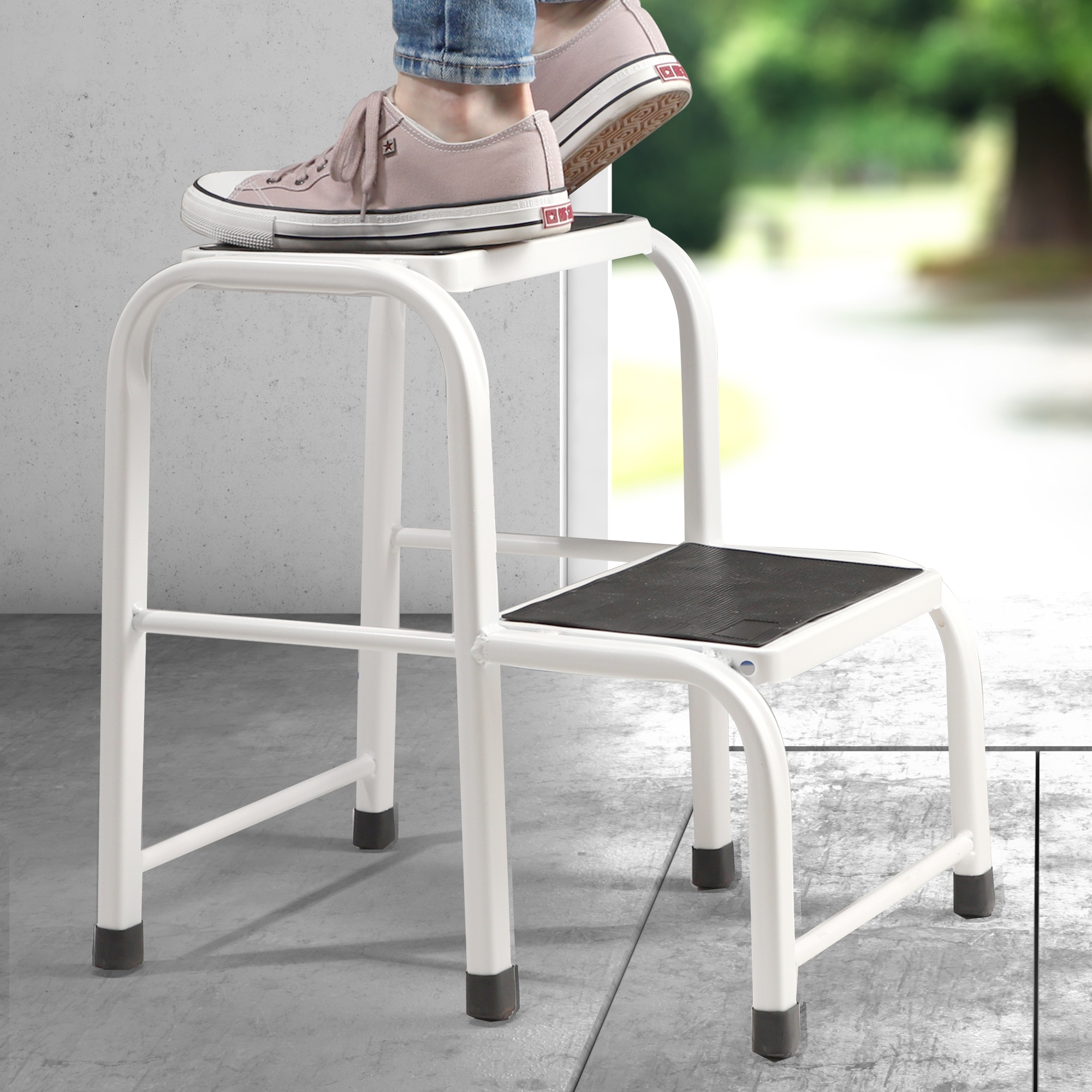 TABORET PODEST SCHODKI SOLIDNY METALOWY DRABINKA ZE SCHODKIEM 150kg Stan opakowania oryginalne