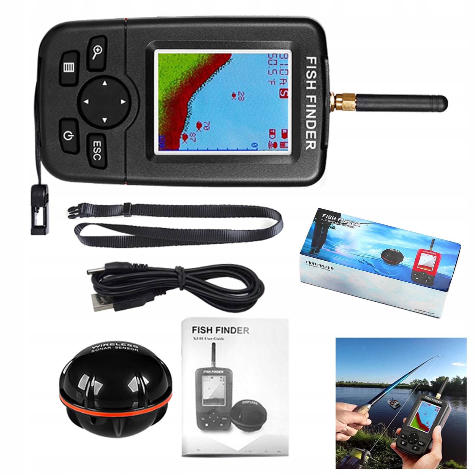 100 M Bezdrátový Inteligentní Detektor Ryb S Podsvícením