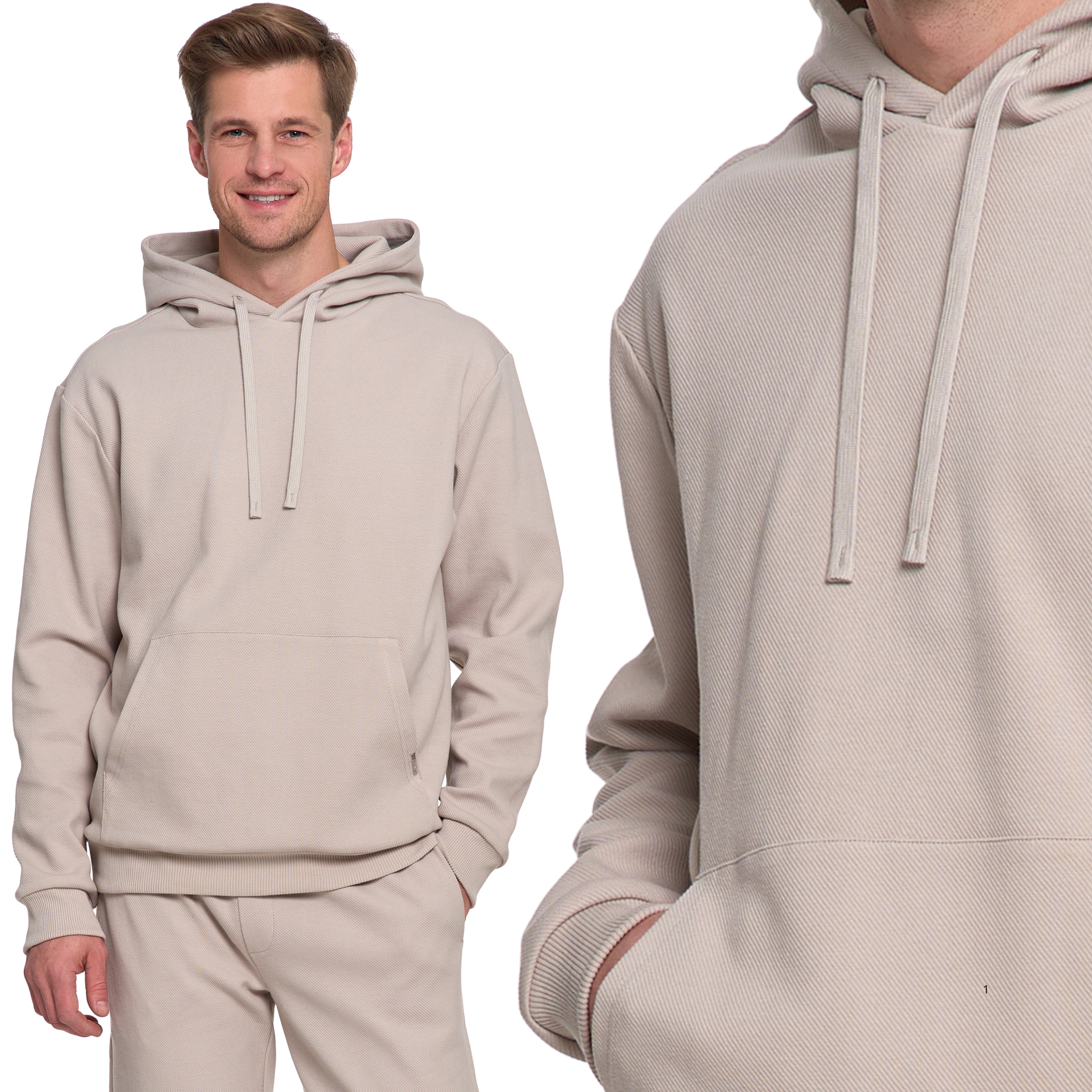 Bavlněná tepláková pánská mikina s kapucí s žebrovanou strukturou Moraj 3XL