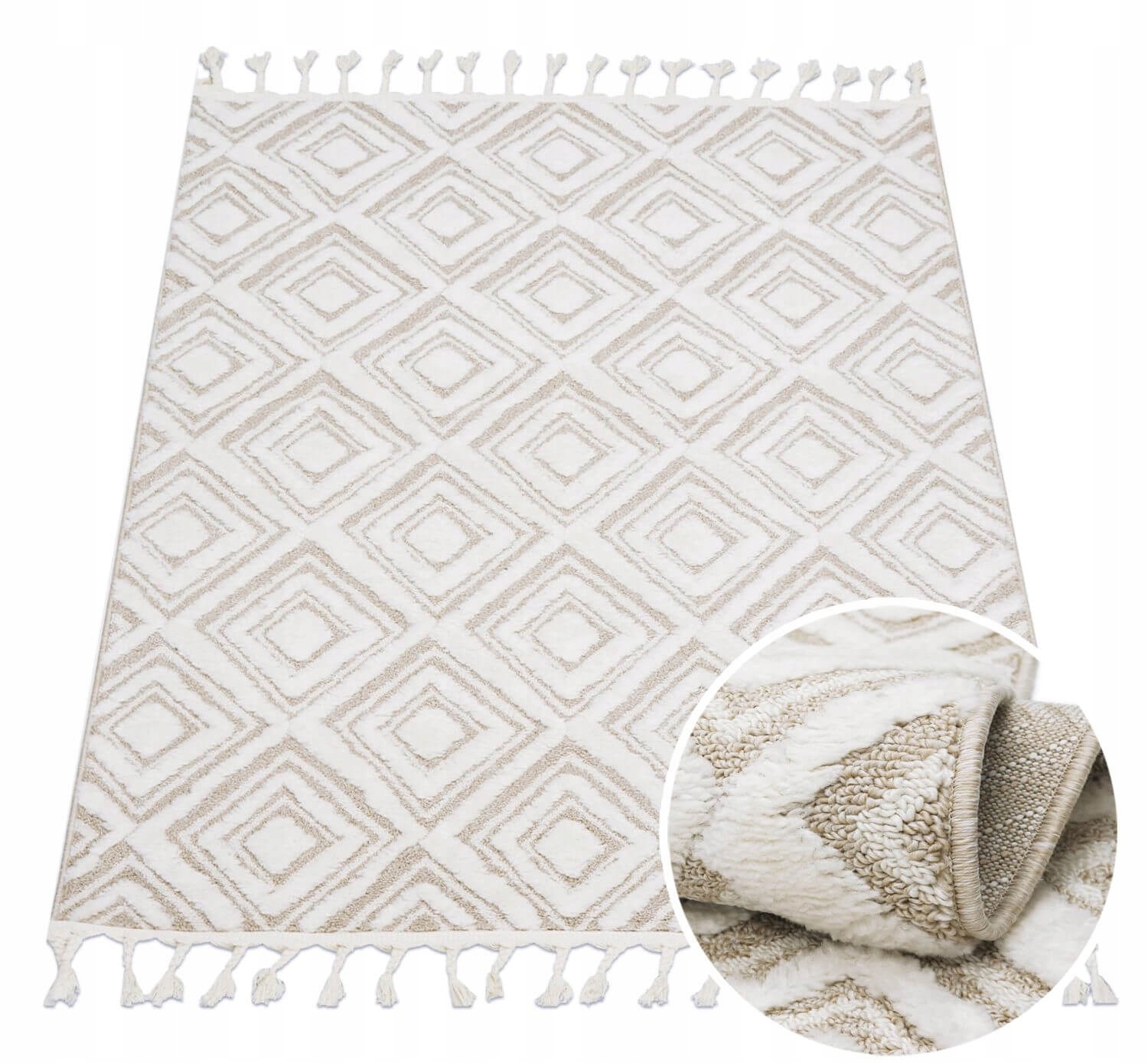 DYWAN BOHO BERBER DO SALONU SYPIALNI 120x170 (DYWAN Z FRĘDZLAMI 3D BOHO