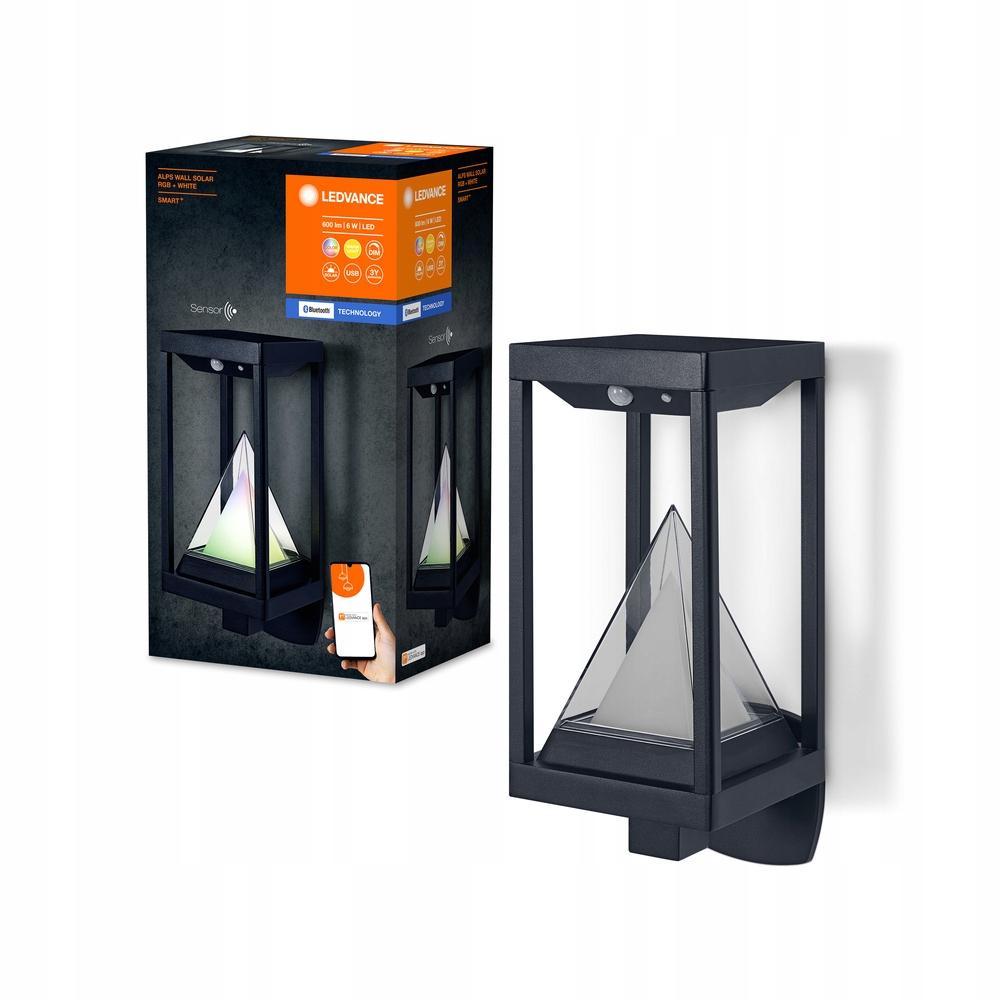 Solárna vonkajšia lampa Fasádna nástenná 6W 400lm 3000K Rgb Smart+