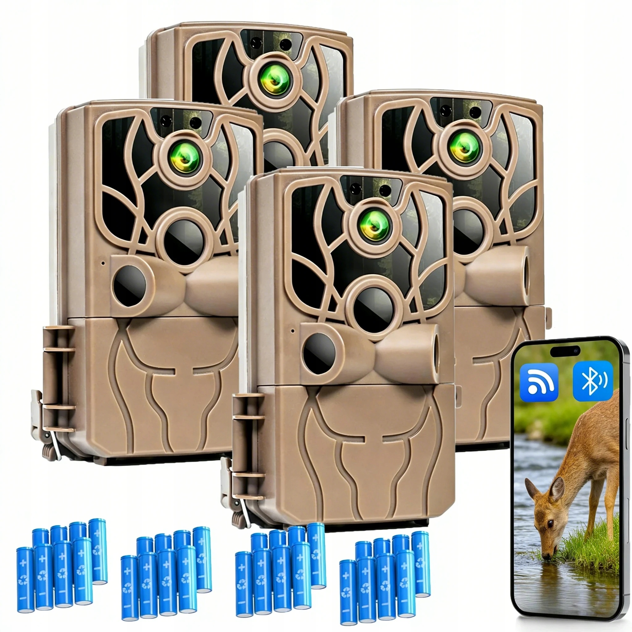 4 kusy 48MPX Vodotěsná Lesní Kamera Pro Lovecké Infračervené Diody