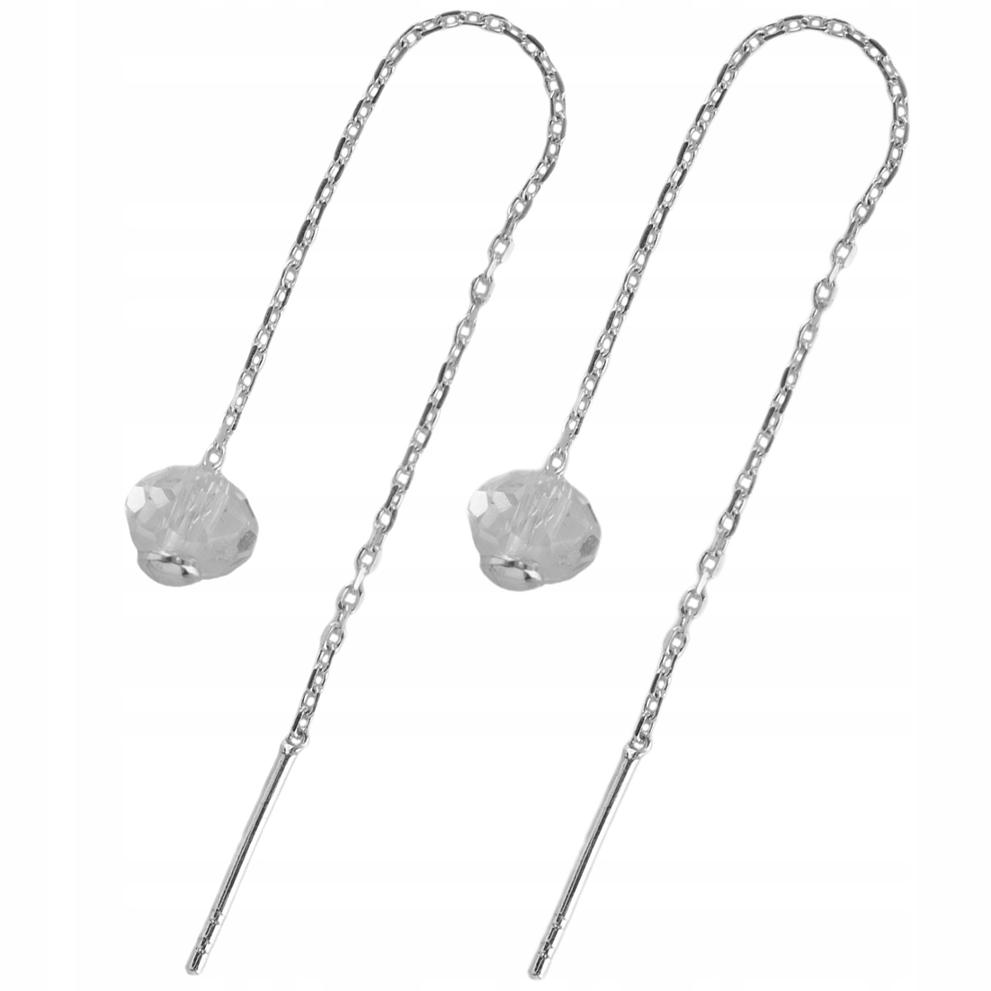 VERSIL kolczyki przeciągane kulki szkło SREBRO 925