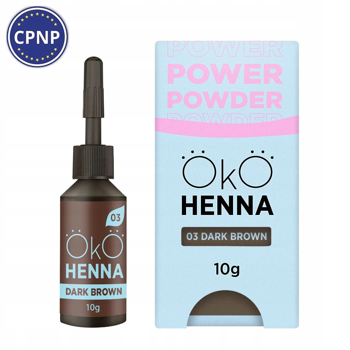 Henna pudrová na obočí tmavě hnědá OkO Power Powder #03 Dark Brown 10 g