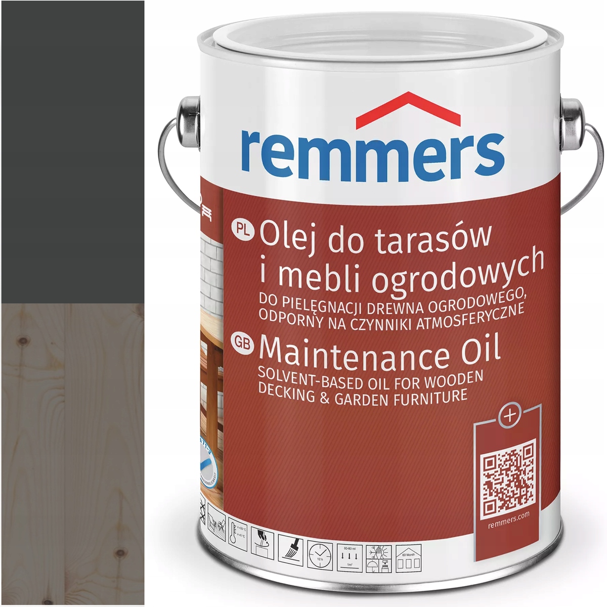 Remmers Pflege-ol olej na terasové desky Ral 9011 Grafitový 5L