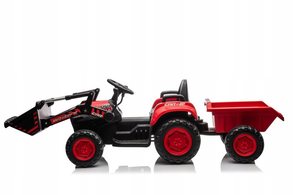 Traktor Na Akumulator 12V 2x45W Przyczepka Łyżka Czerwony