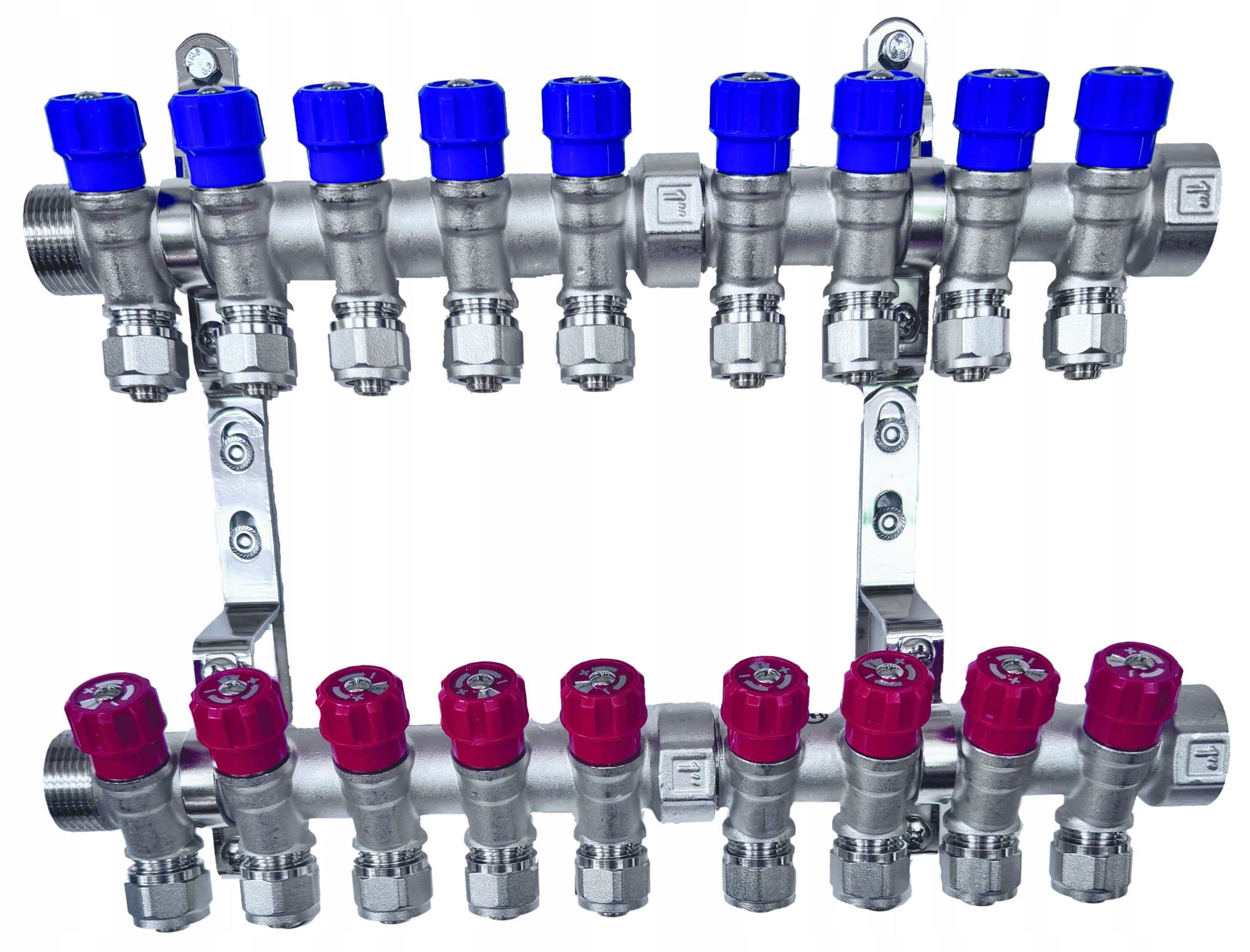 X-home Rozdělovač Pex 1" x 16 mm 9 Obvodů Studené Vody 9 Obvodů Teplé Vody
