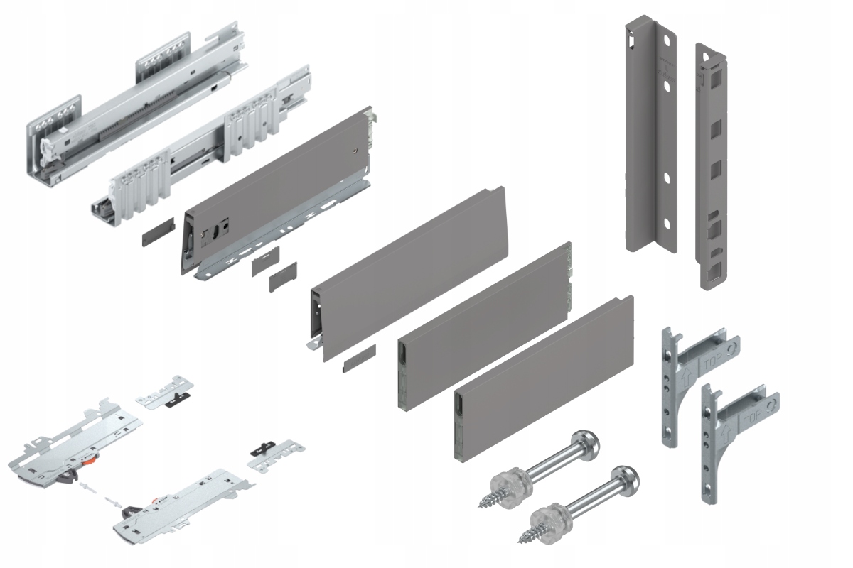 Blum Zásuvka Merivobox 300 Vysoká E Tip-On šedá 40 kg