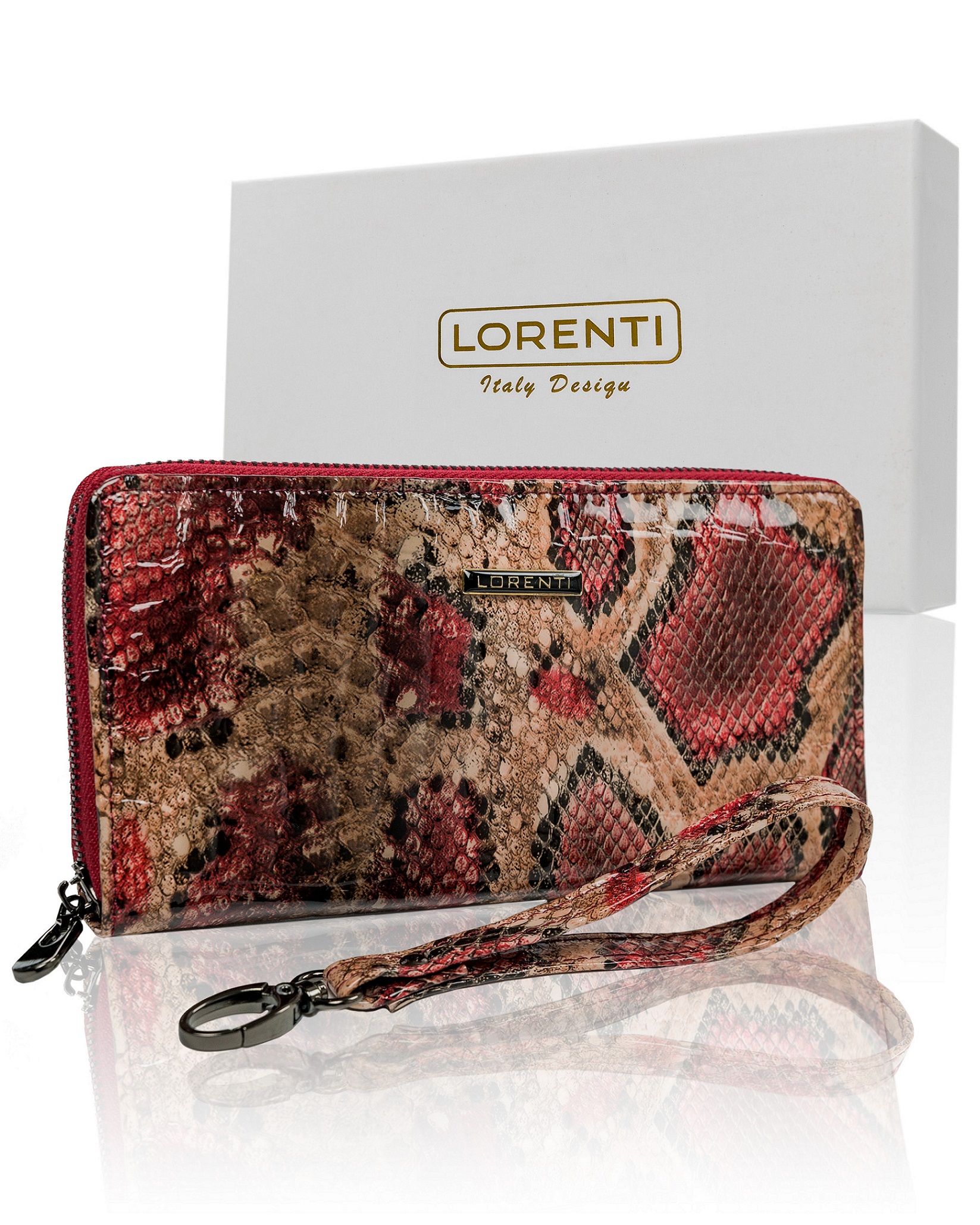 

Skórzany portfel damski na suwak piórnik Lorenti