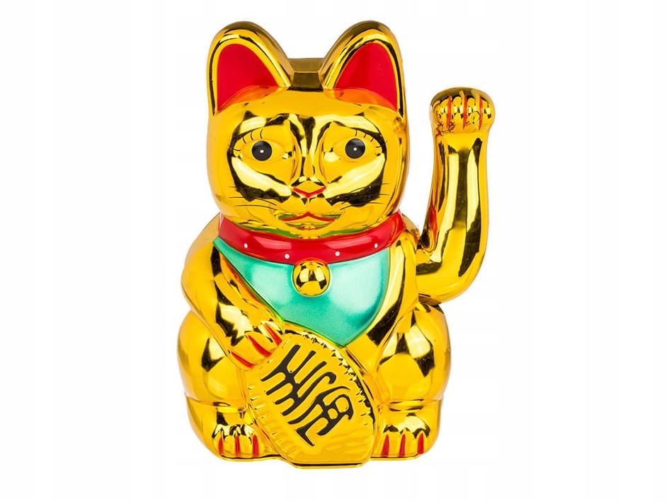

Kot Szczęścia XL złoty Maneki Neko duży 21cm żółty