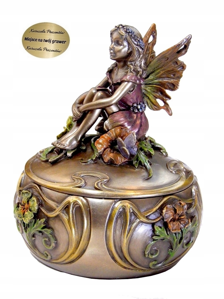 Krabička S Okřídlenou Elfkou Vílou Na Květinách, Dárek Pod Vánoční Stromeček