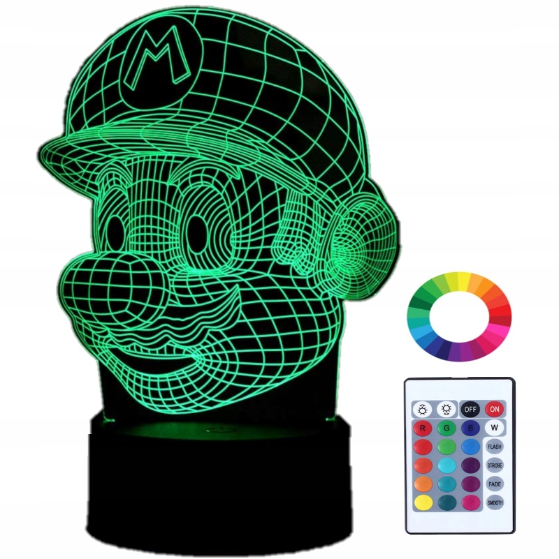 

Lampka Nocna z Imieniem 3D Grawer Mario