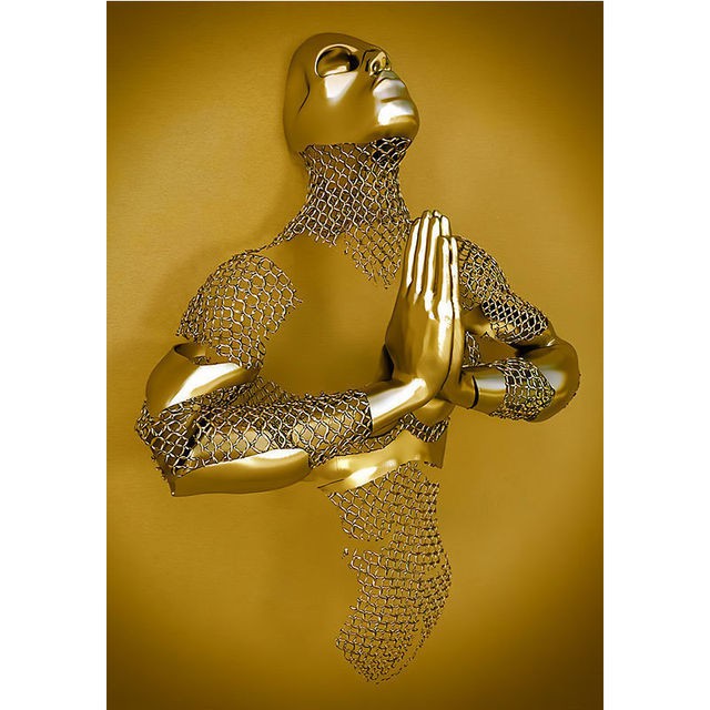 Plakat dekoracyjny płótno Modern Art Statue Gold3d