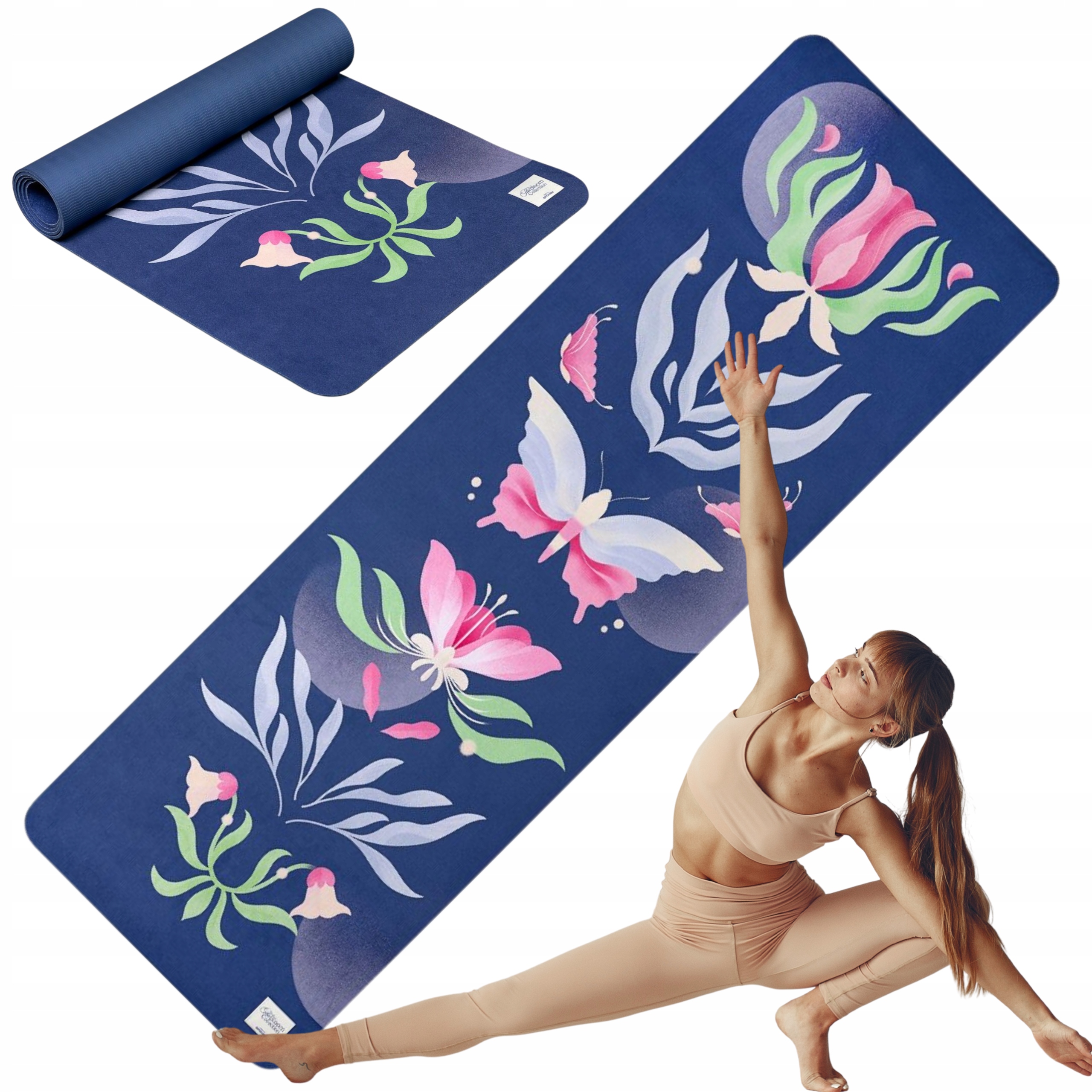 Antypoślizgowa mata do jogi Spokey The Bloom Mat pasek do przenoszenia