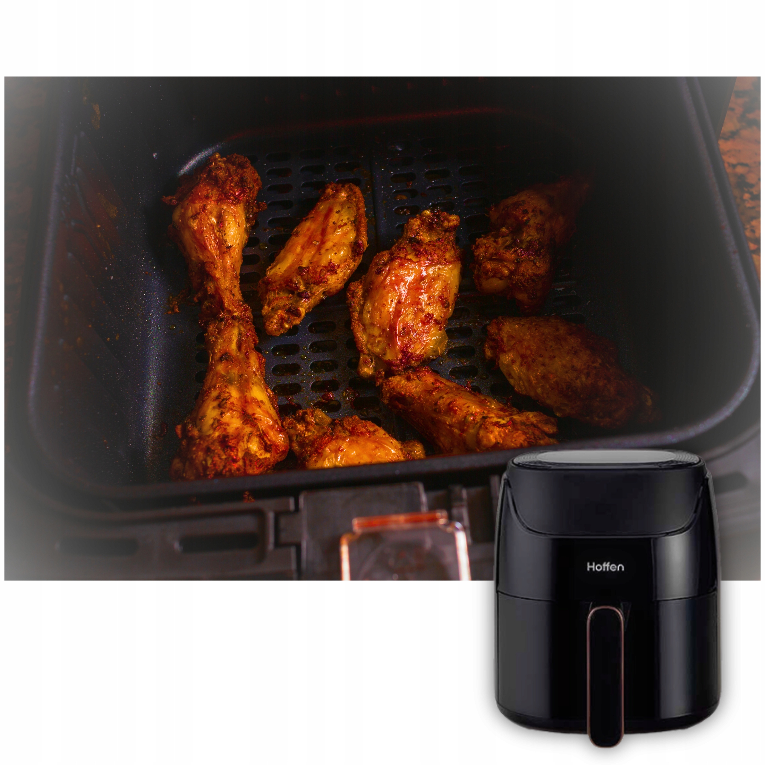 Frytkownica Beztłuszczowa Airfryer 3,8L 1400W Hoffen 8 Programamów Czarna