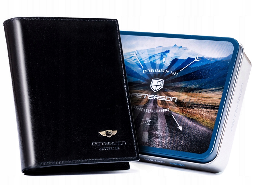 Portfel męski skórzany skóra naturalna z ochroną kart Rfid Peterson