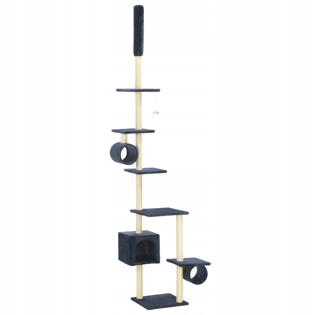 Levně Škrabadlo pro kočky se sisalovými sloupky, 260 cm, tmavě modré