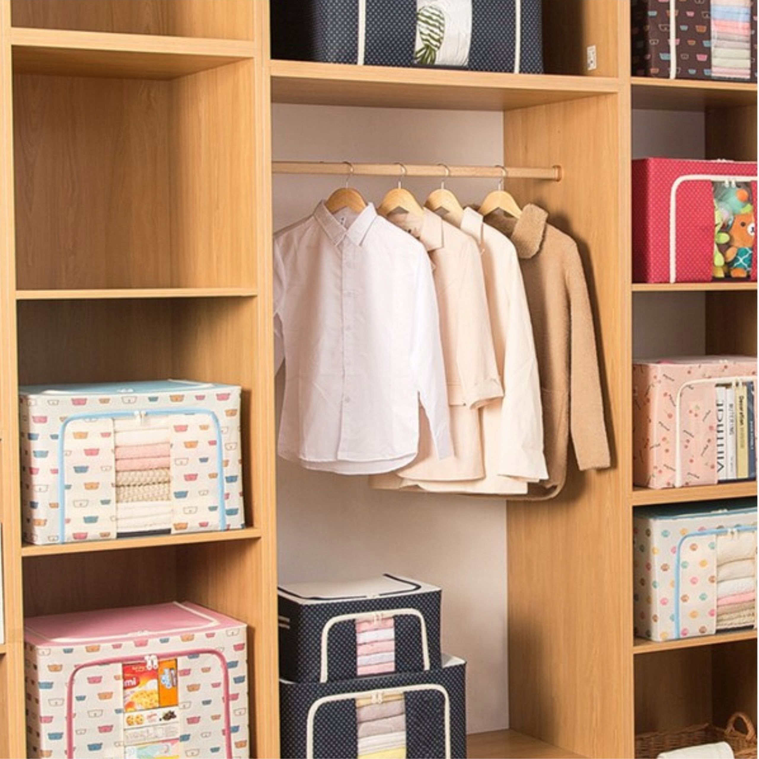 POKROWIEC ZE STELAŻEM MOCNY na pościel ubrania kołdry pojemnik do szafy 66L Kolor odcienie niebieskiego