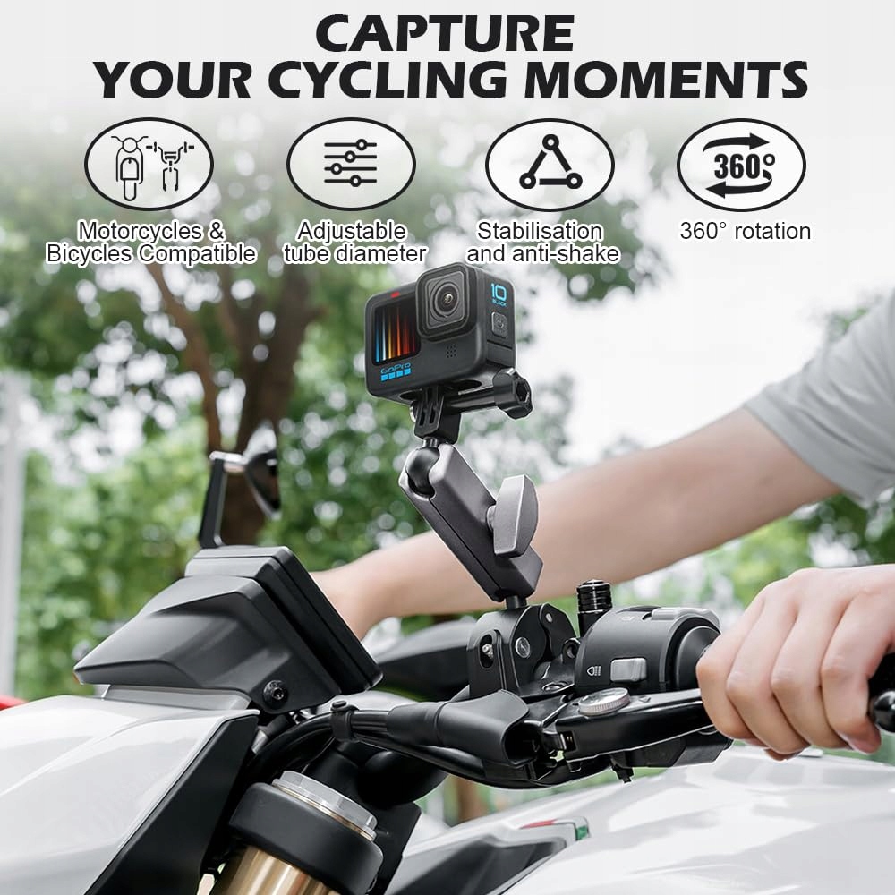 SCIFIVISI Aluminiowy Uchwyt Rowerowy Motocyklowy Do Kamer GoPro Insta 360 — miniatura 2