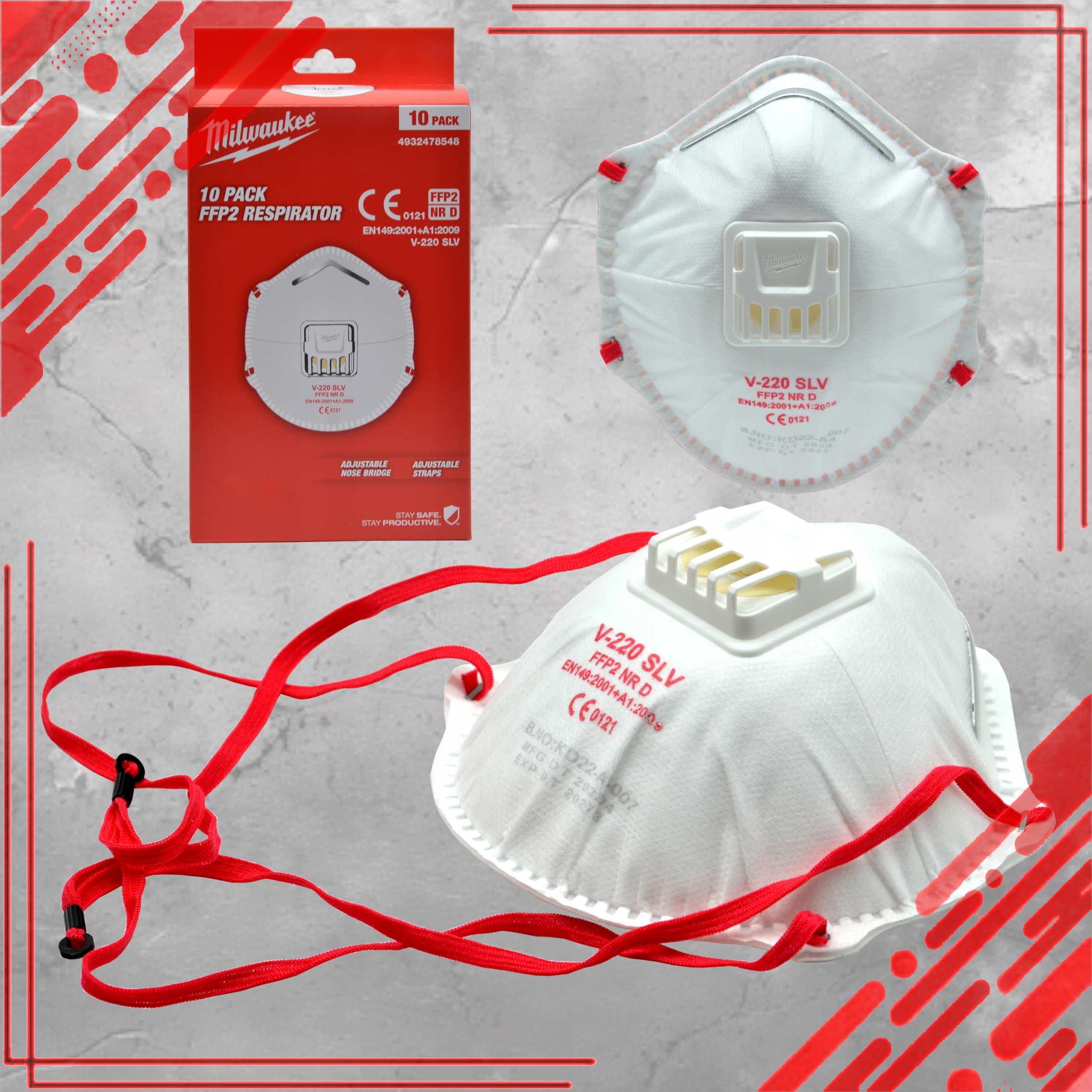 PÓŁMASKA MASKA OCHRONNA MASECZKA PRZECIWYPYŁOWA FFP2 Z ZAWOREM 10SZT BHP Liczba sztuk 10 szt.