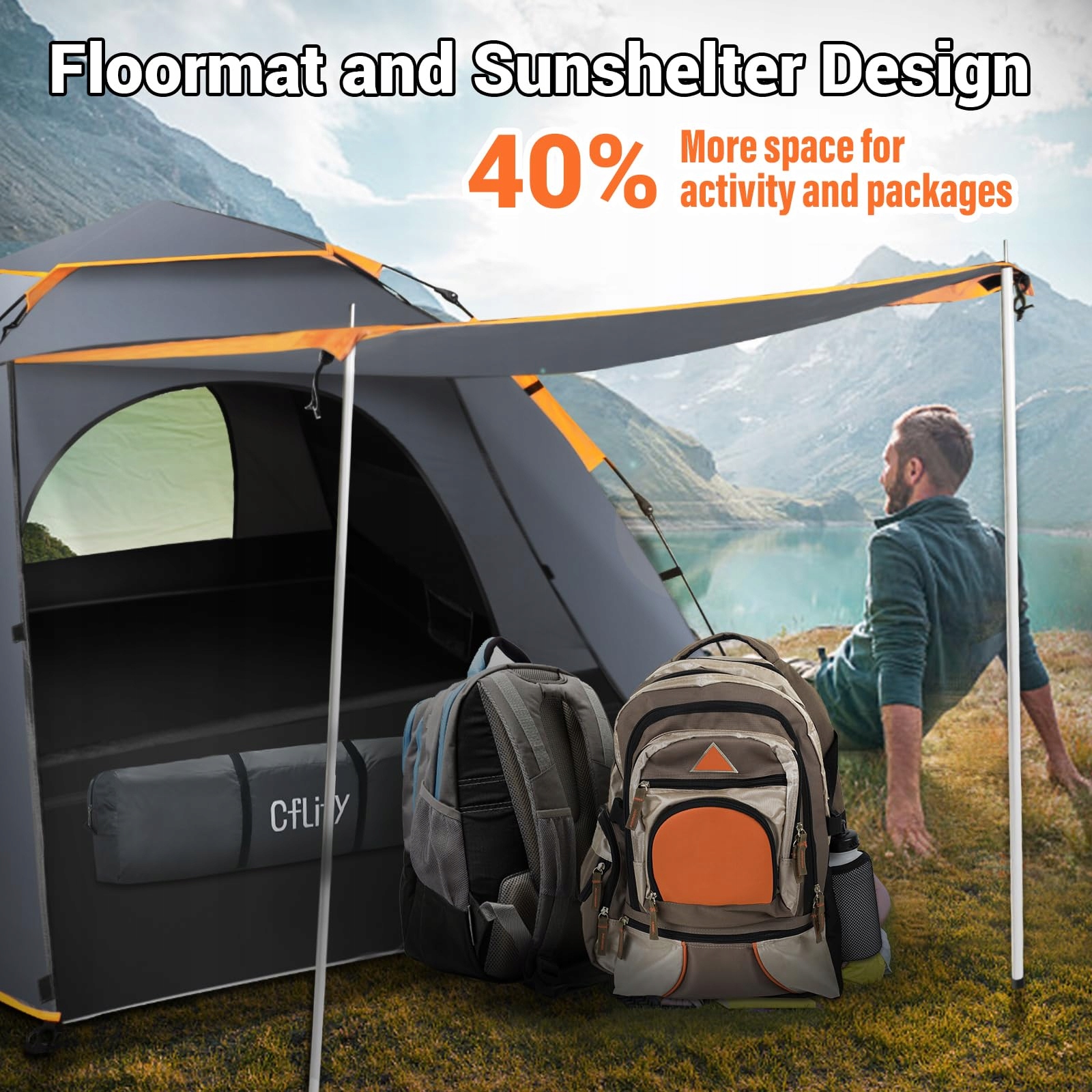 CFLITY Namiot Kempingowy 3 Osobowy Pop Up Automatyczny Wodoodporny 4 Sezony — miniatura 4