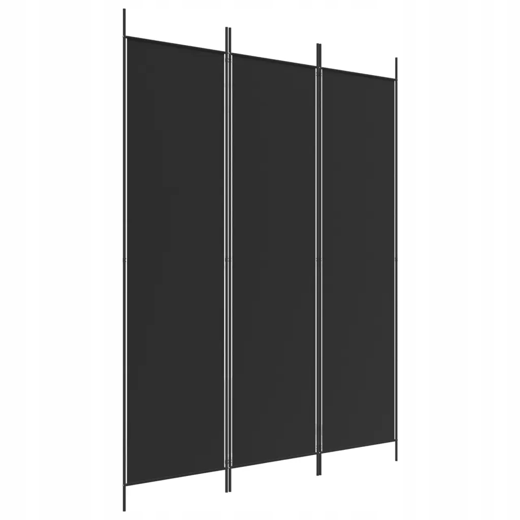 Parawan przegroda 3-panelowa czarna 150x200 cm