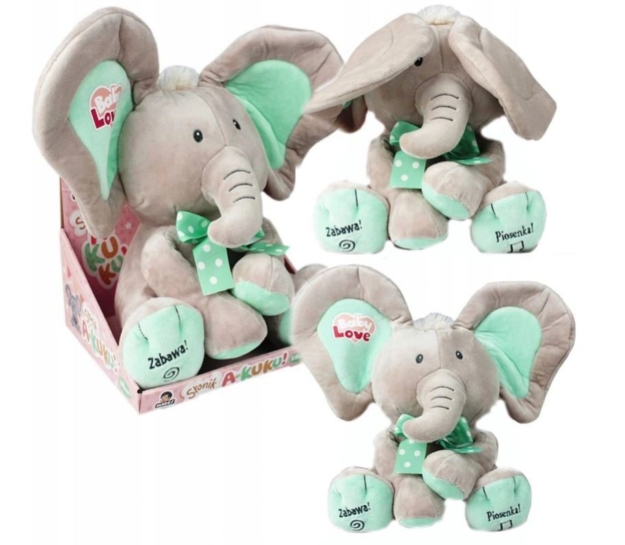 SŁONIK A KUKU BEŻOWO-MIĘTOWY 24CM   6508