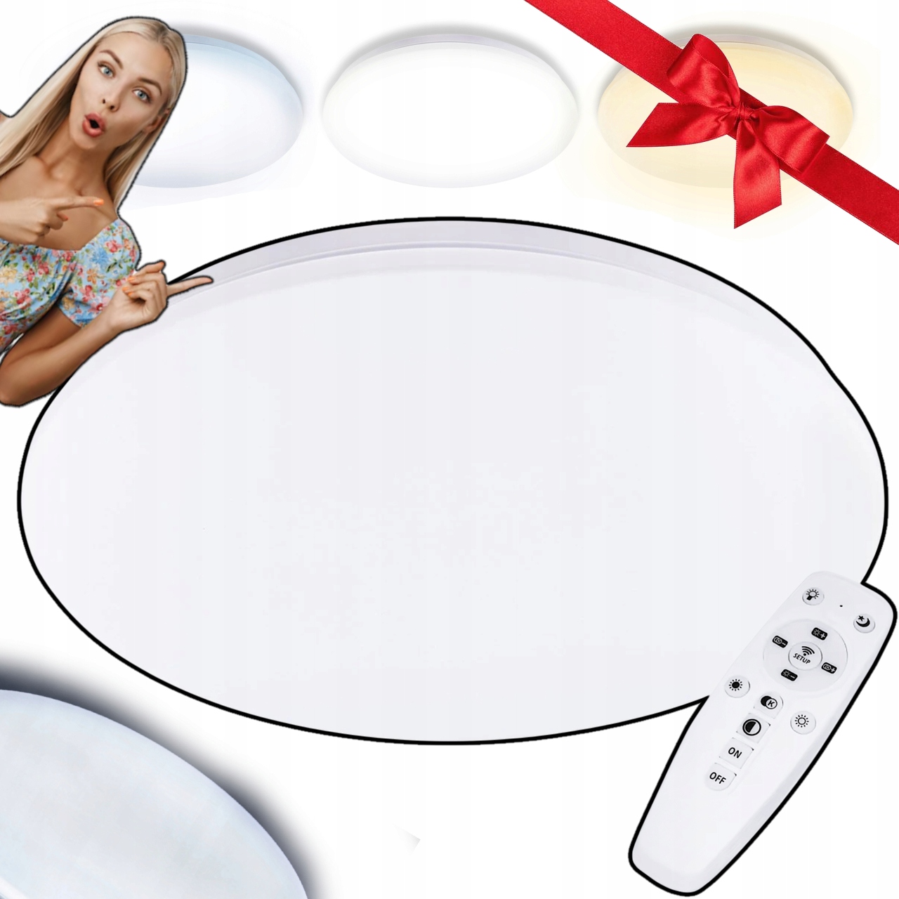 Lampa Sufitowa Plafon Led Biała Ciepła Zimna Neutralna Regulacja Pilot