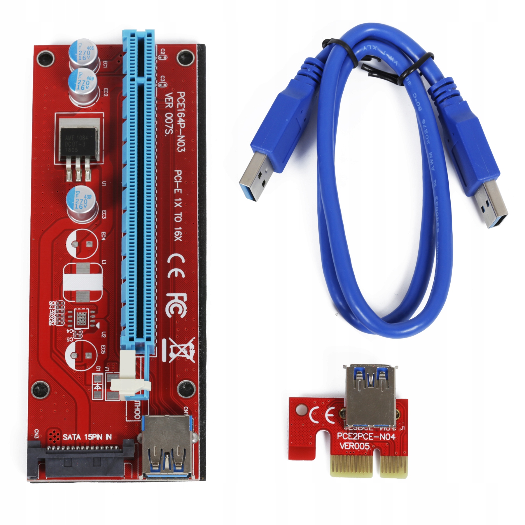 

Riser 007S Red USB3.0 Pci-e Pci 1x-16x Sata Taśma
