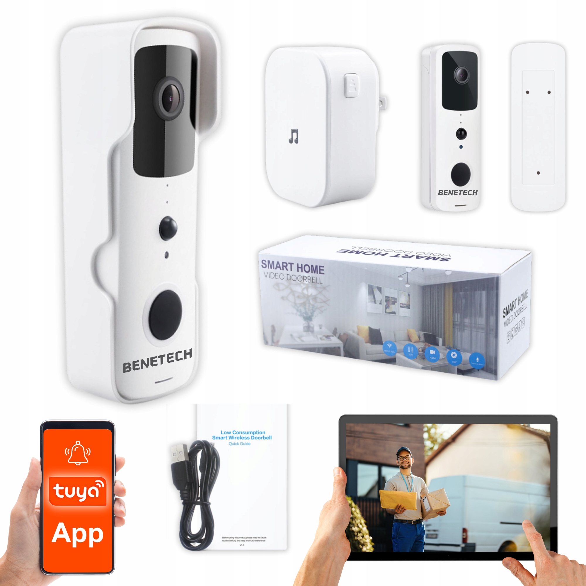 Videovrátnik Bezdrôtový Wifi S Kamerou Full Hd Zvonček Tuya Smart Home