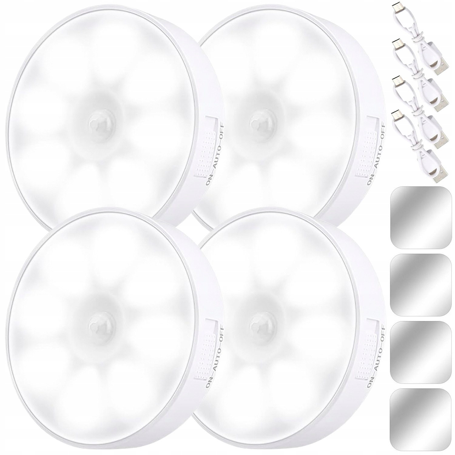 4x Bezdrátová Noční Lampa Led Lampa 3000K Usb S Pohybovým Senzorem Magnet