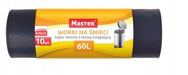 

Master Worki Na Śmieci Z Taśmą 60L 10szt czarne