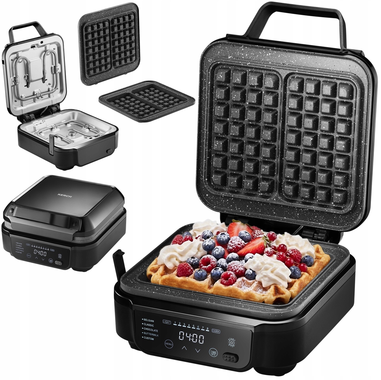 Gofrownica 2 Gofry Kerch Belgo 2200W 5 Programów 8 Poziomów Wyjmowane Płyty