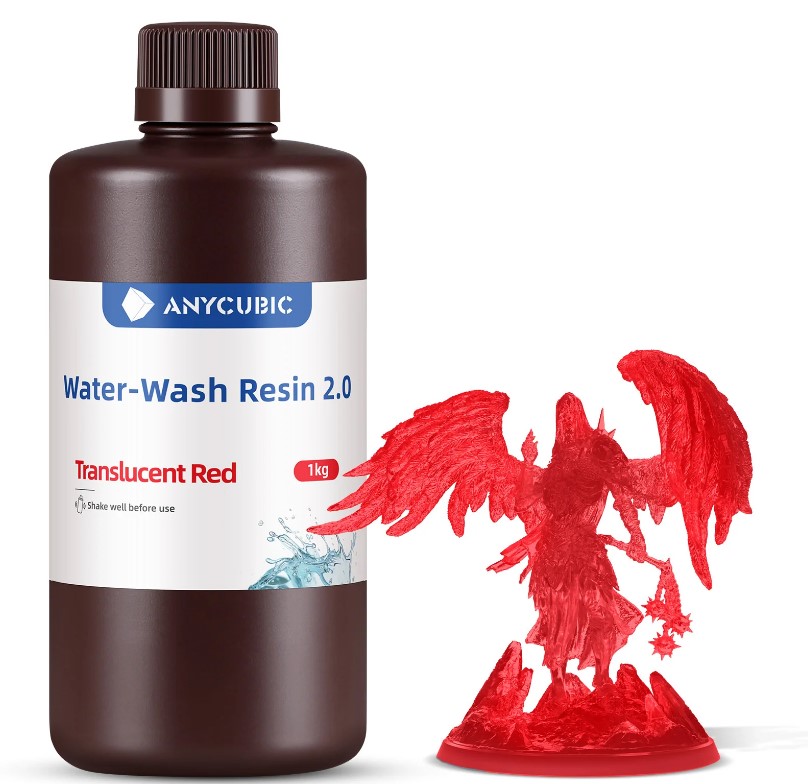 Żywica Uv Anycubic Water Washable 2.0 Translucent Red 1kg 1l Do Druku 3D