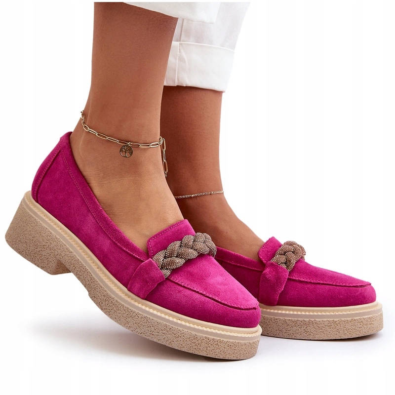 Zazoo 3429/W Dámské Semišové Mokasíny S Fuchsiovými Zirkony 41