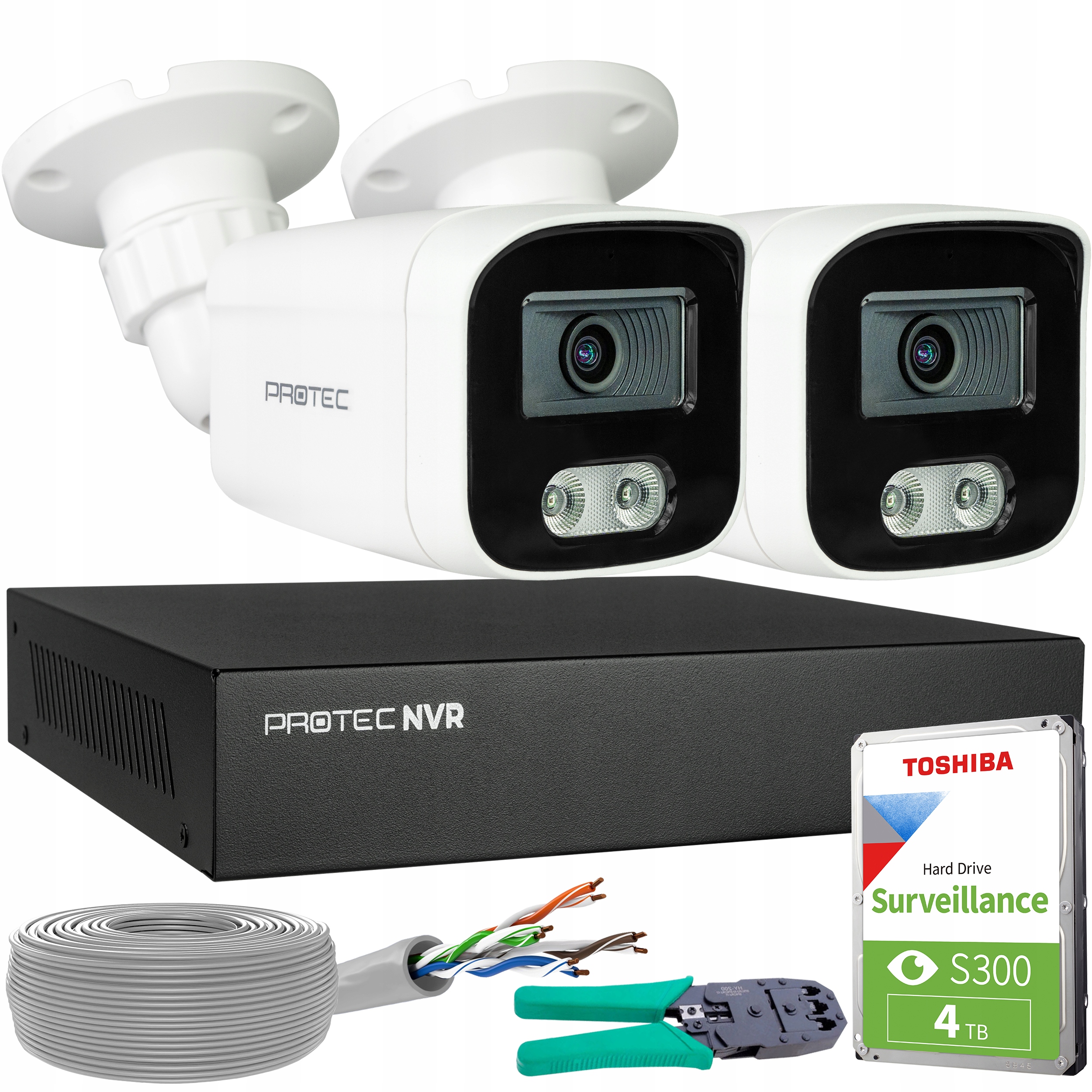 Monitorovací sada 2 Ip kamery 8MP PoE Mikrofon Detekce lidí Hdd 4TB