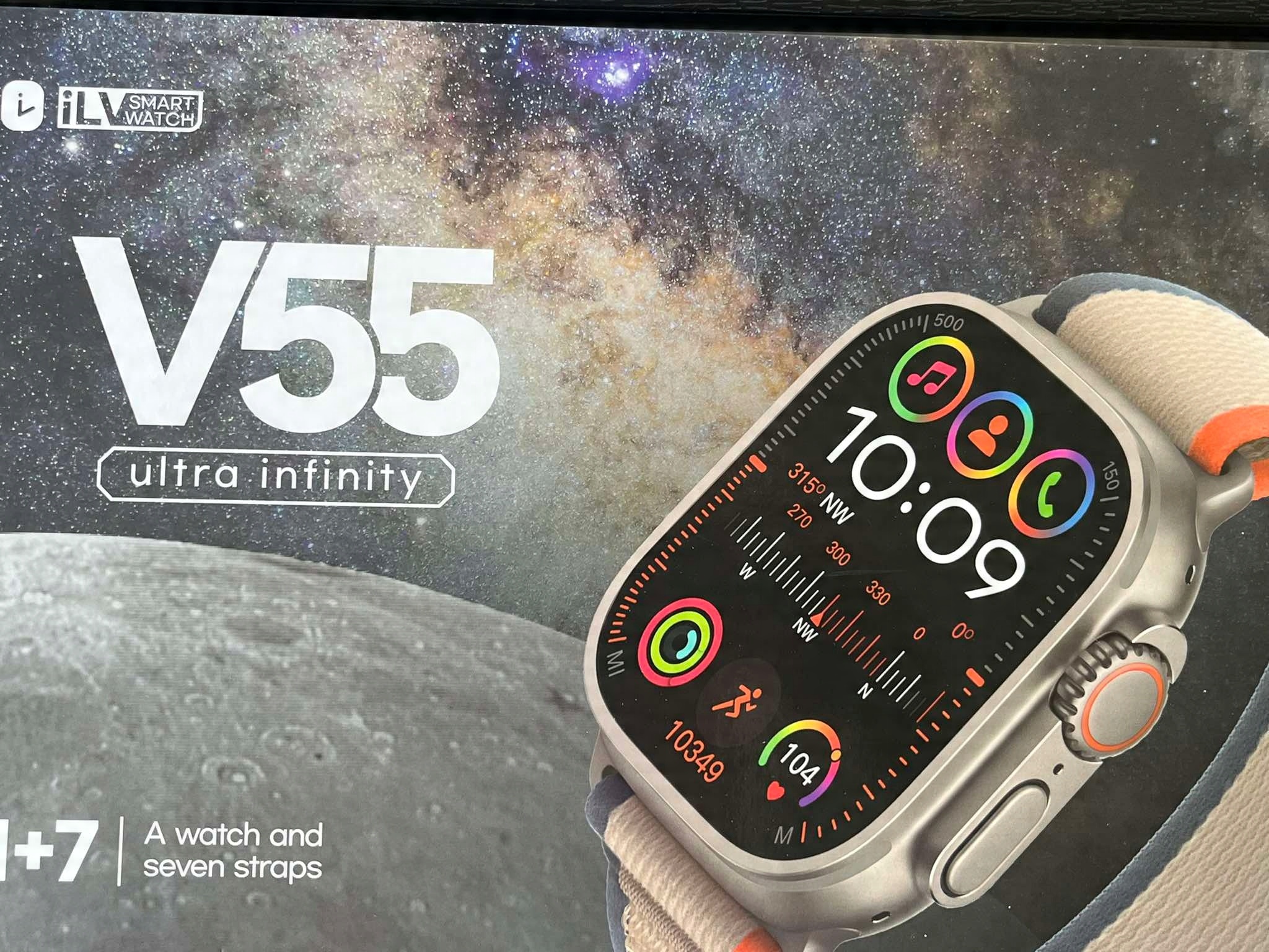 SMARTWATCH V55 ULTRA INFINITI + 7 STRIPES PULSE TALK SMS GPS ŽAIDIMAS Suderinamumas su sistema Android iOS